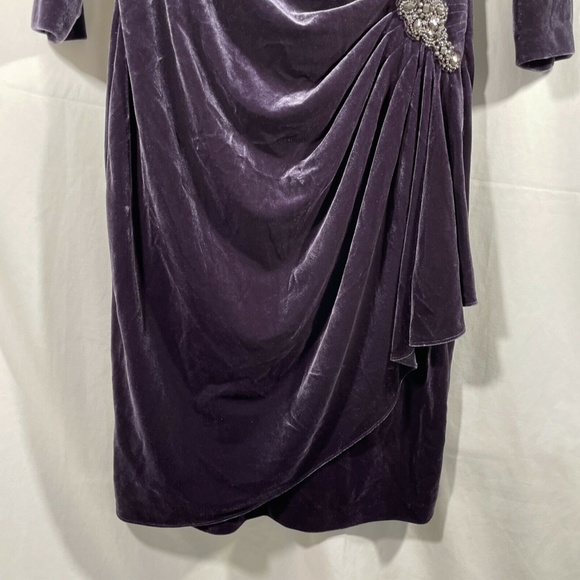 NEW $159 Alex Evenings [SZ 10 ] Side Ruched Velvet Dress in Amethyst‎ - Picture 9 of 12